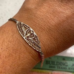 Vintage Heart filigree Sterling mesh bracelet